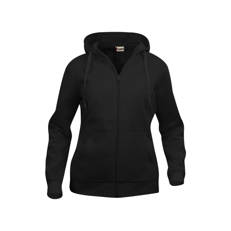 clique-basic-hoody-full-zip-dames-zwart