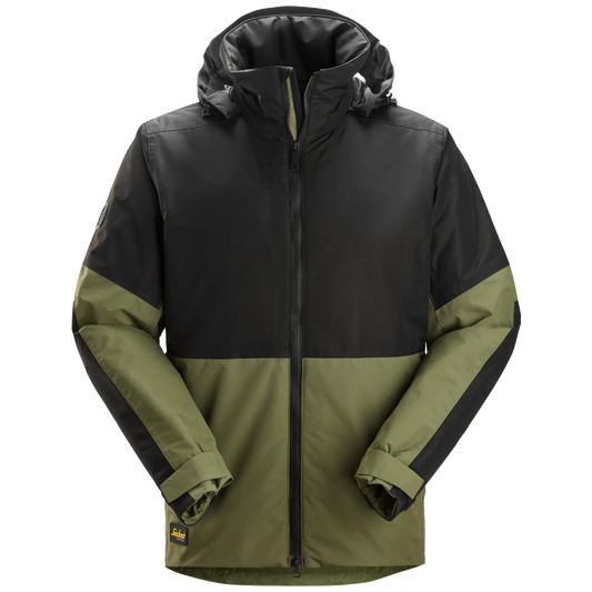 snickers-allroundwork-waterdichte-geisoleerde-werkjas-1104-khakigroen-zwart