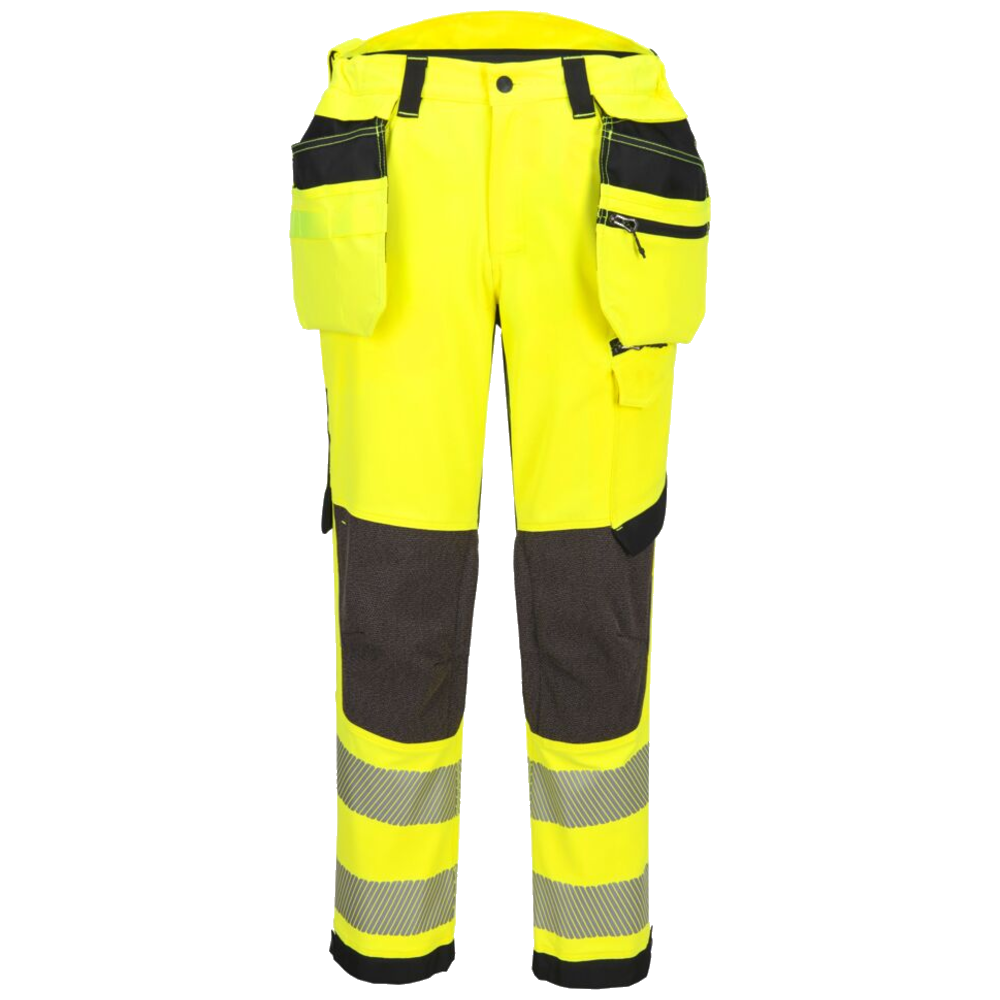 portwest-ev4-hi-vis-stretch-detachable-holster-class-2-werkbroek-geel-zwart