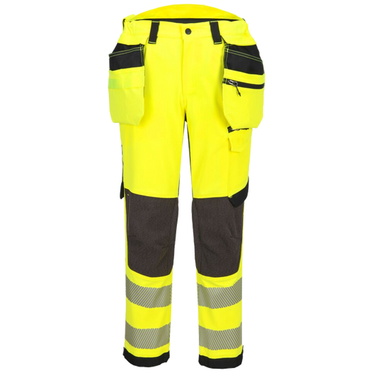 portwest-ev4-hi-vis-stretch-detachable-holster-class-2-werkbroek-geel-zwart