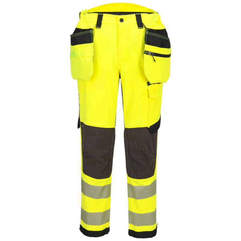 portwest-ev4-hi-vis-stretch-detachable-holster-class-2-werkbroek-geel-zwart