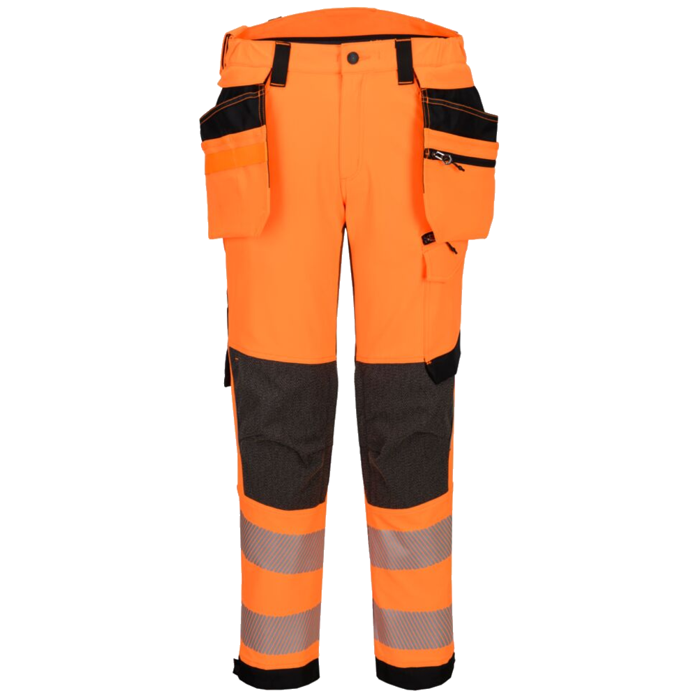 portwest-ev4-hi-vis-stretch-detachable-holster-class-2-werkbroek-oranje-zwart