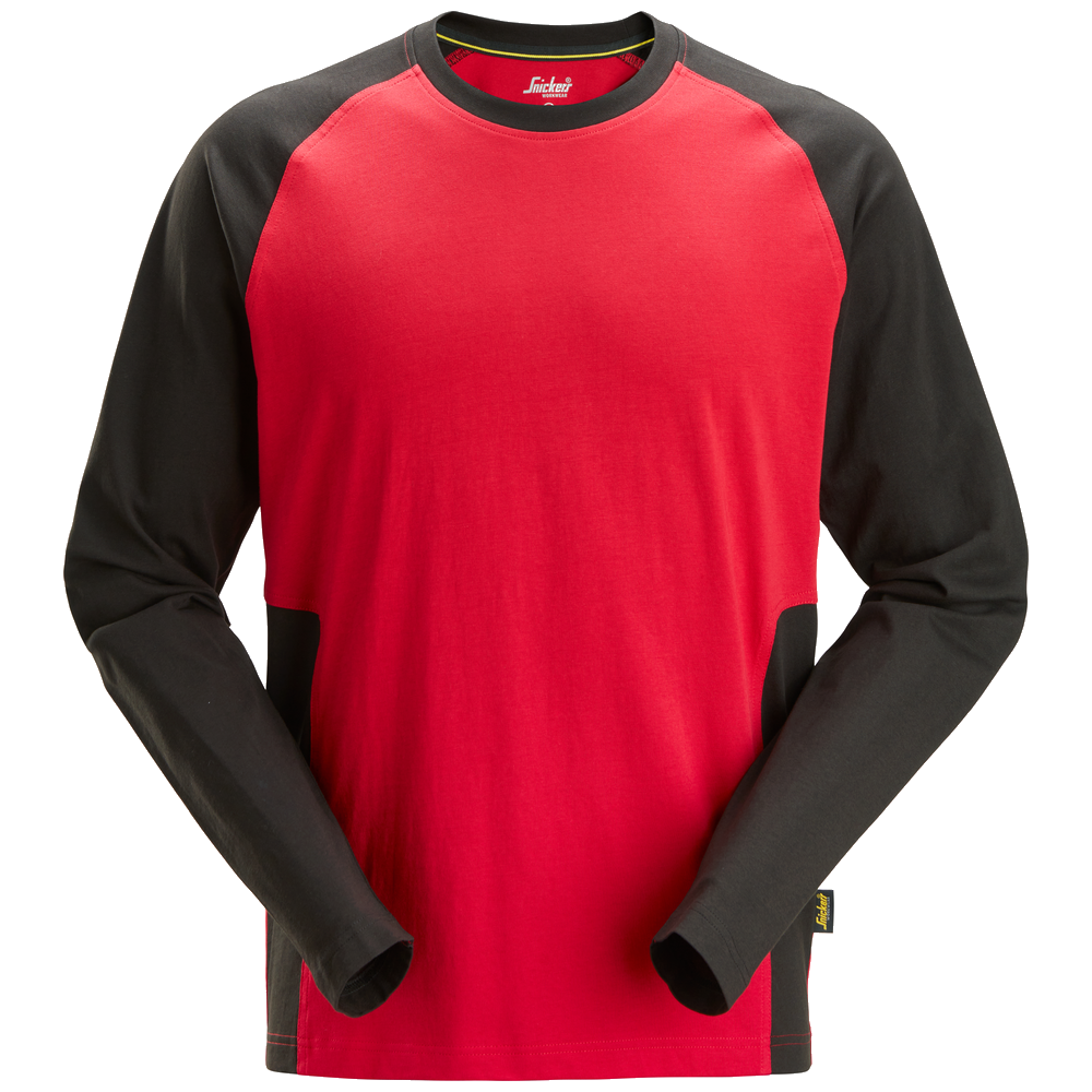 snickers-tweekleurig-t-shirt-met-lange-mouwen-2450-rood-zwart