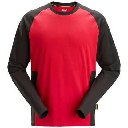 snickers-tweekleurig-t-shirt-met-lange-mouwen-2450-rood-zwart