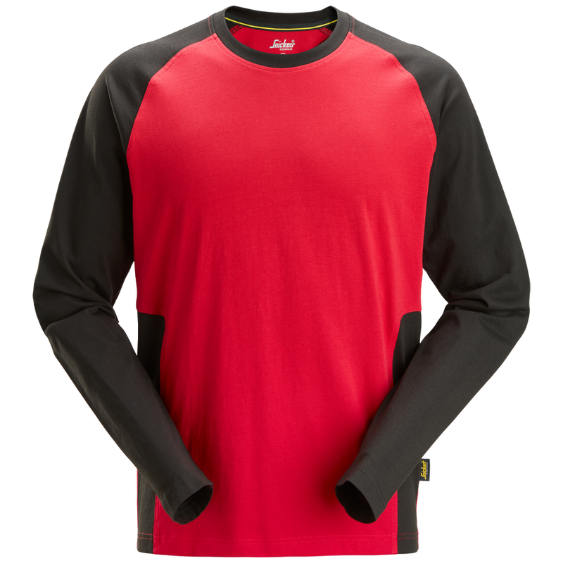 snickers-tweekleurig-t-shirt-met-lange-mouwen-2450-rood-zwart