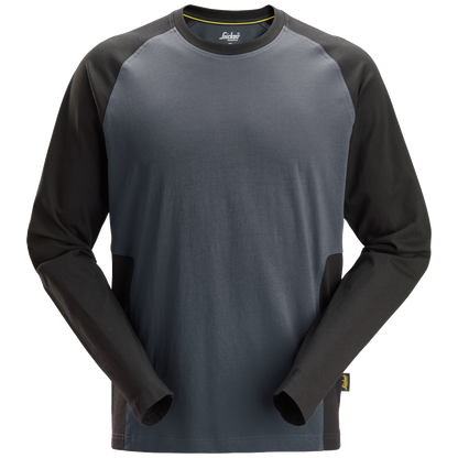 snickers-tweekleurig-t-shirt-met-lange-mouwen-2450-staalgrijs-zwart