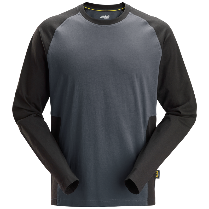 snickers-tweekleurig-t-shirt-met-lange-mouwen-2450-staalgrijs-zwart