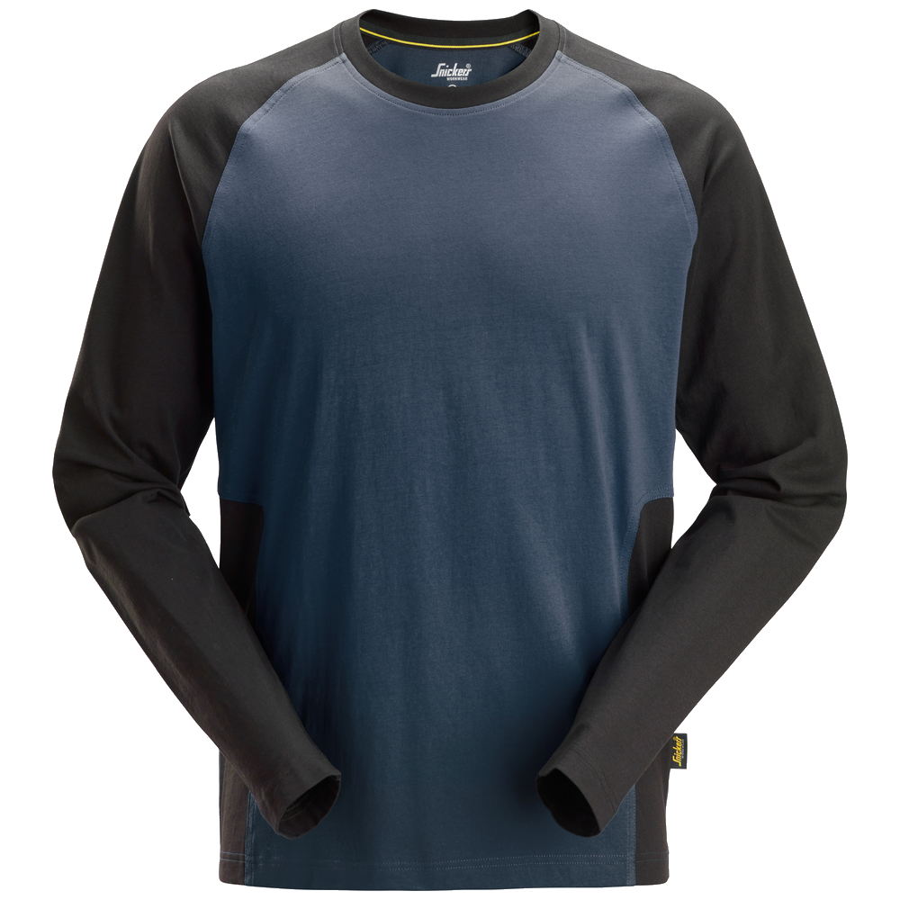 snickers-tweekleurig-t-shirt-met-lange-mouwen-2450-navy-zwart
