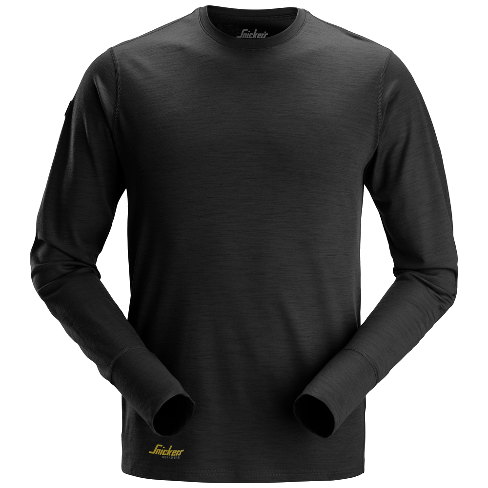 snickers-wollen-t-shirt-met-lange-mouwen-2451-zwart