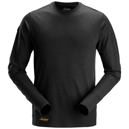 snickers-wollen-t-shirt-met-lange-mouwen-2451-zwart