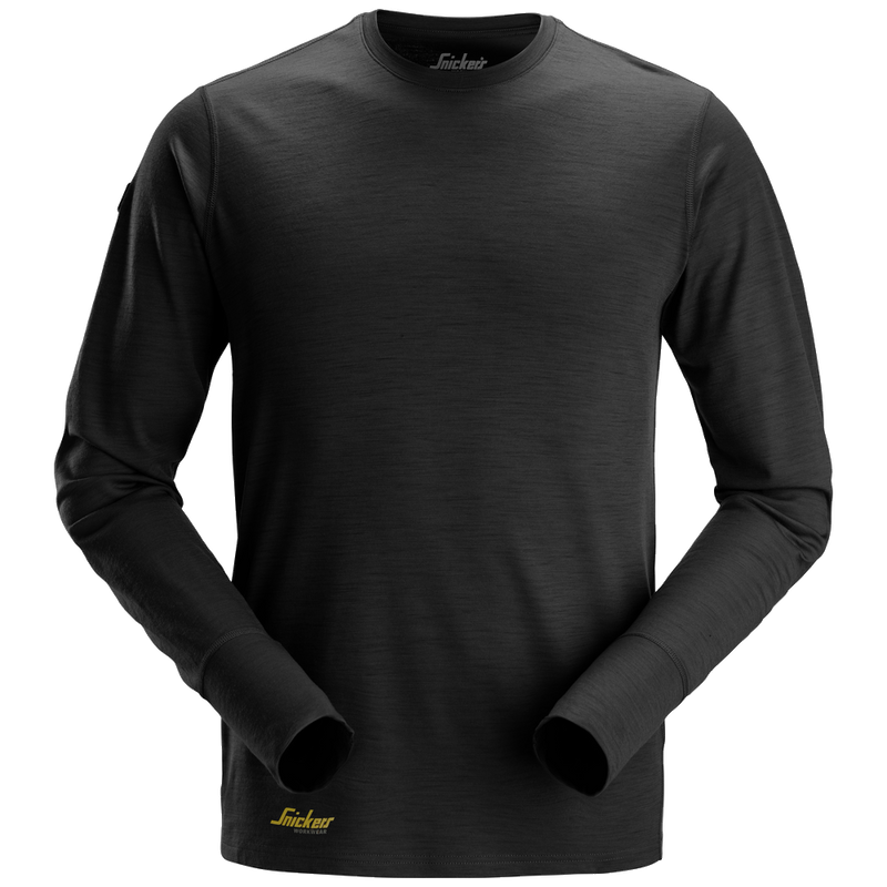 snickers-wollen-t-shirt-met-lange-mouwen-2451-zwart