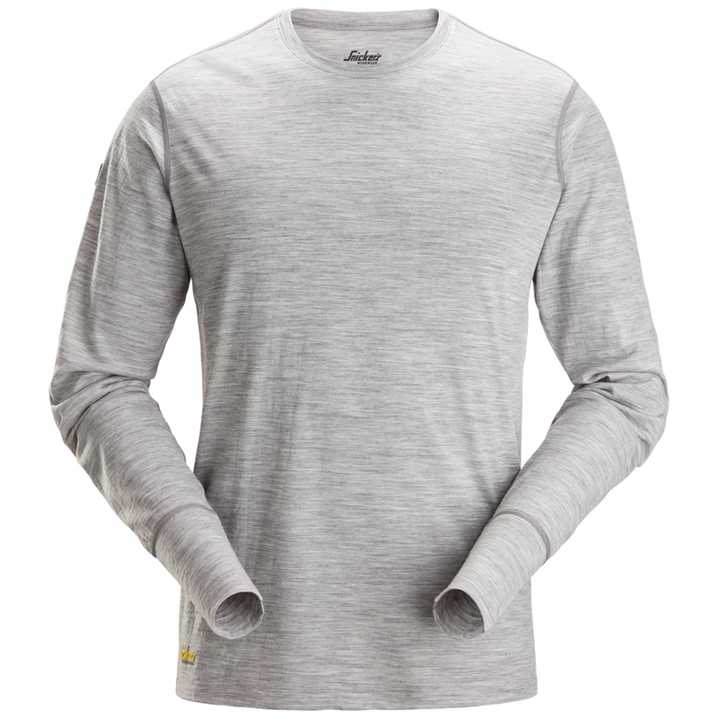 snickers-wollen-t-shirt-met-lange-mouwen-2451-grijsmelange