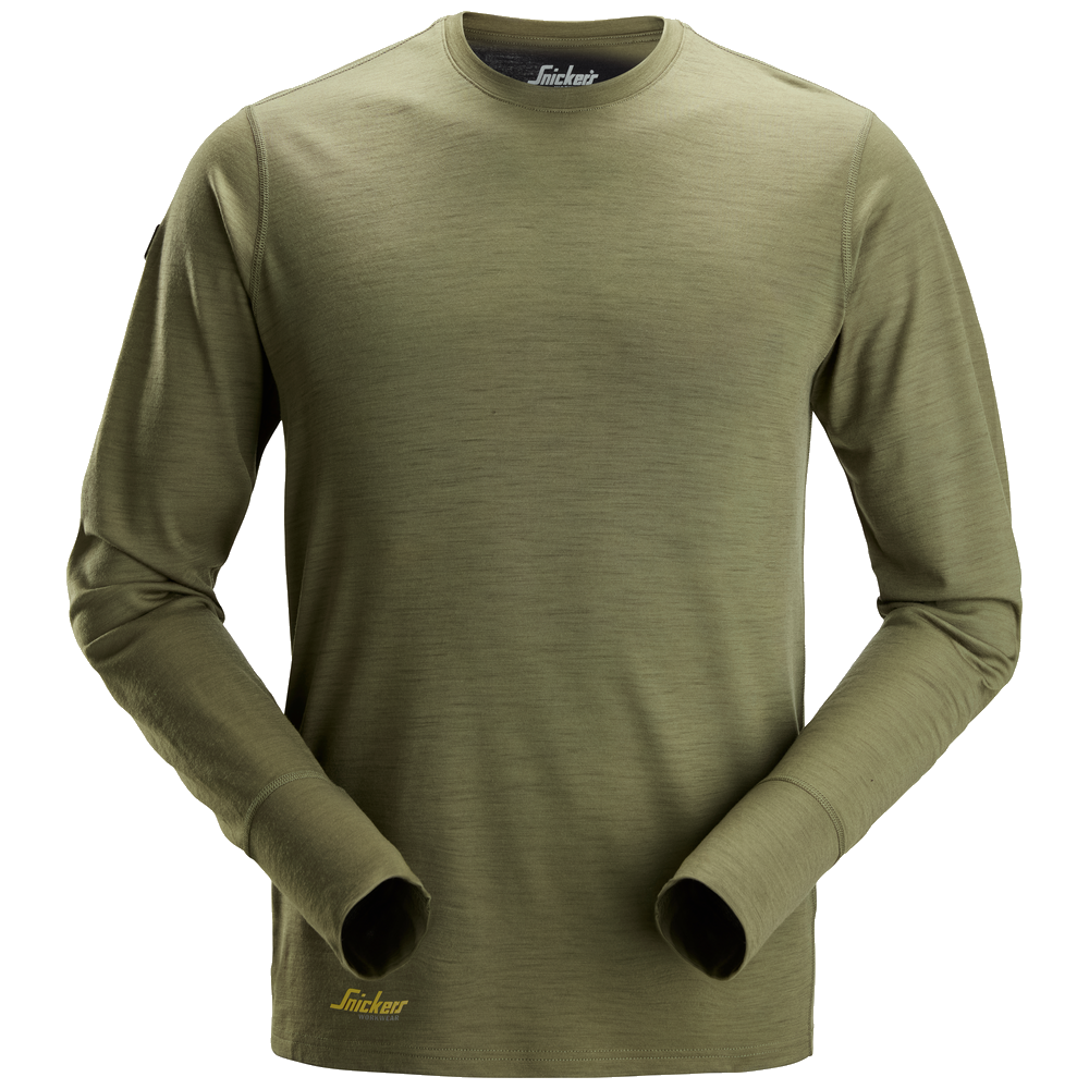 snickers-wollen-t-shirt-met-lange-mouwen-2451-khakigroen