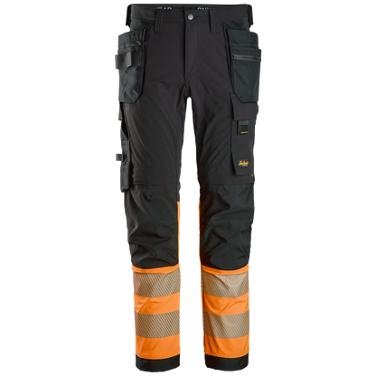 snickers-high-vis-cl1-4-way-stretch-werkbroek-met-holsterzakken-6231-zwart-oranje
