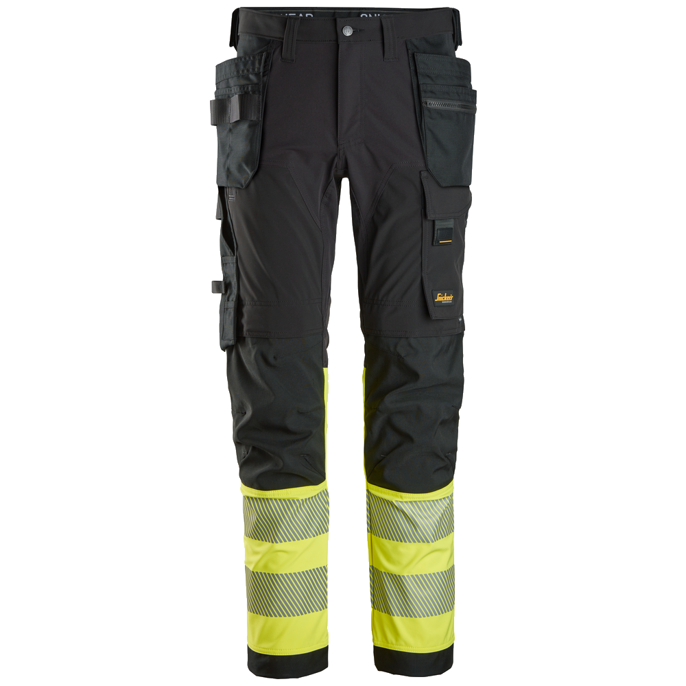 snickers-high-vis-cl1-4-way-stretch-werkbroek-met-holsterzakken-6231-zwart-geel