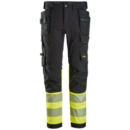 snickers-high-vis-cl1-4-way-stretch-werkbroek-met-holsterzakken-6231-zwart-geel