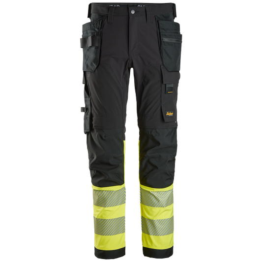 snickers-high-vis-cl1-4-way-stretch-werkbroek-met-holsterzakken-6231-zwart-geel
