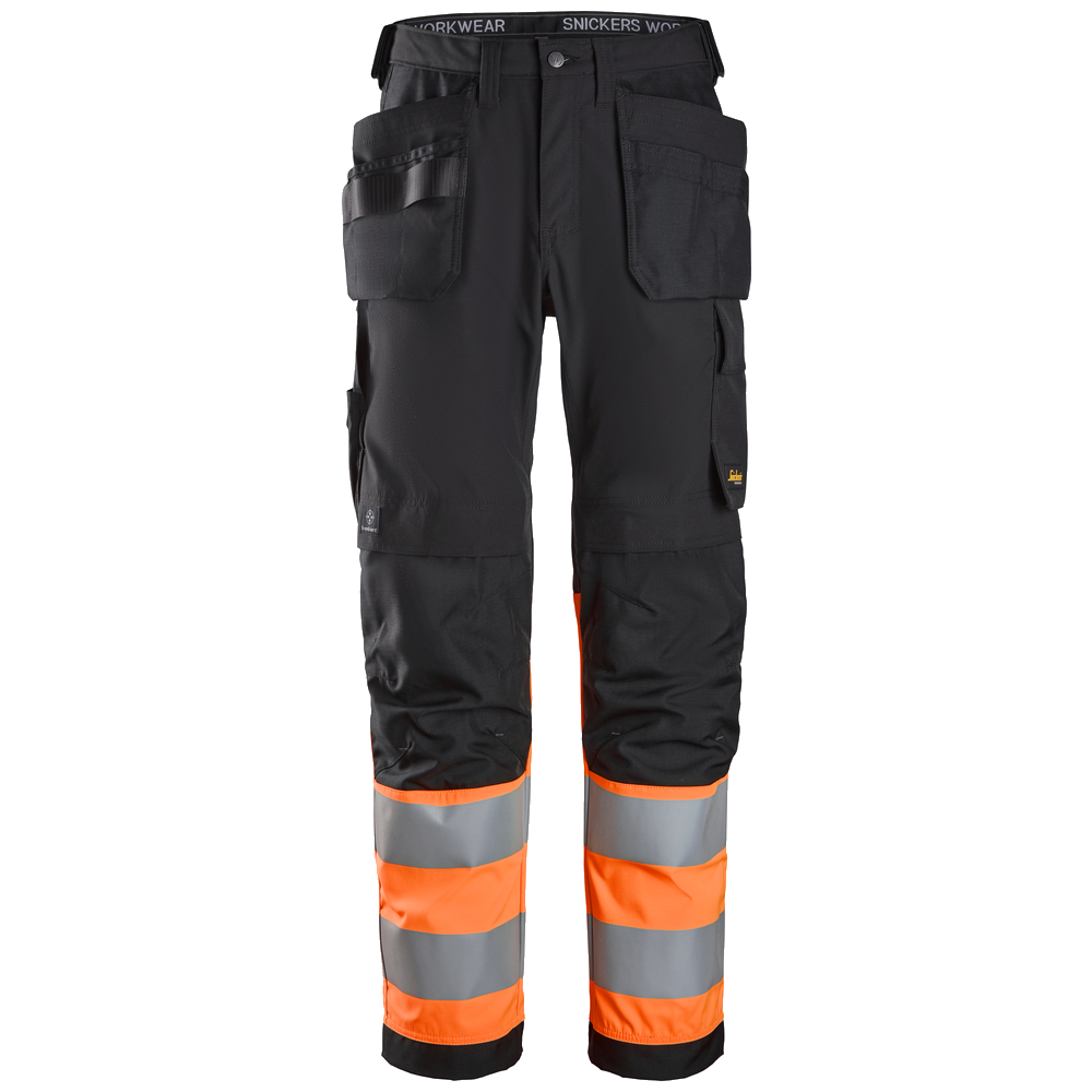 snickers-high-vis-cl1-werkbroek-met-holsterzakken-6239-zwart-oranje