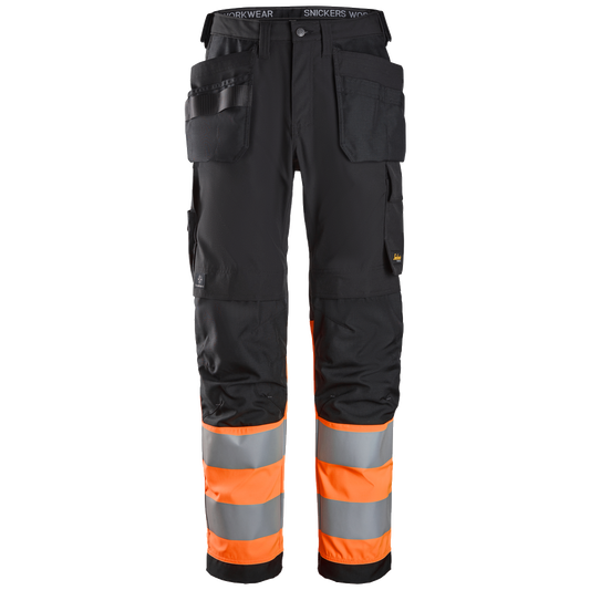 snickers-high-vis-cl1-werkbroek-met-holsterzakken-6239-zwart-oranje