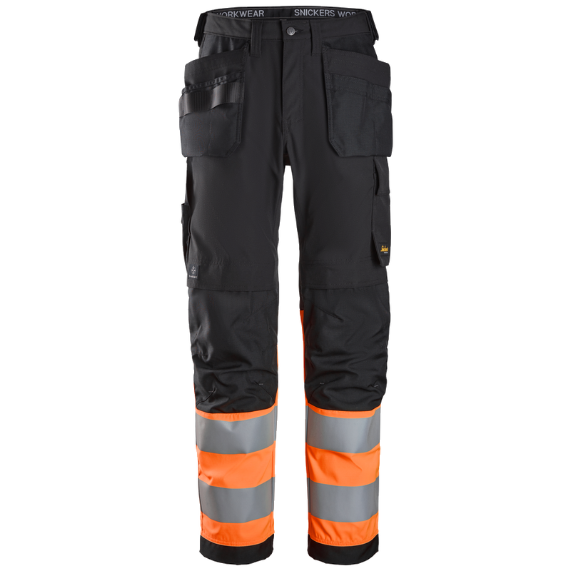 snickers-high-vis-cl1-werkbroek-met-holsterzakken-6239-zwart-oranje