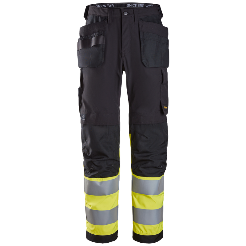 snickers-high-vis-cl1-werkbroek-met-holsterzakken-6239-zwart-geel