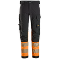 snickers-high-vis-cl1-4-way-stretch-werkbroek-6335-zwart-oranje