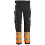 snickers-high-vis-cl1-4-way-stretch-werkbroek-6335-zwart-oranje