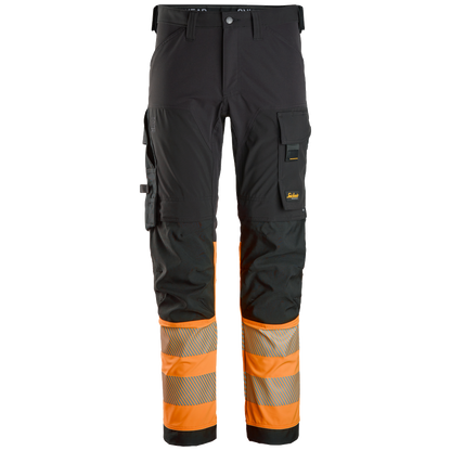 snickers-high-vis-cl1-4-way-stretch-werkbroek-6335-zwart-oranje
