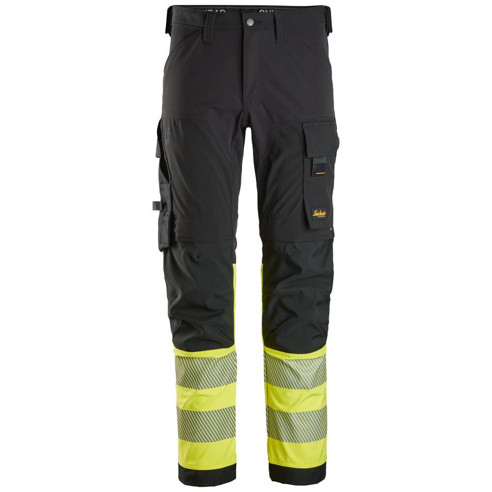 snickers-high-vis-cl1-4-way-stretch-werkbroek-6335-zwart-geel