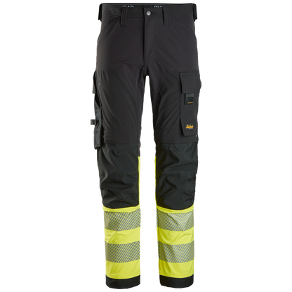 snickers-high-vis-cl1-4-way-stretch-werkbroek-6335-zwart-geel