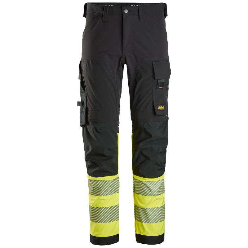 snickers-high-vis-cl1-4-way-stretch-werkbroek-6335-zwart-geel