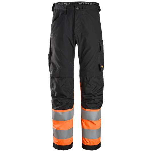 snickers-high-vis-werkbroek-cl1-6339-zwart-oranje