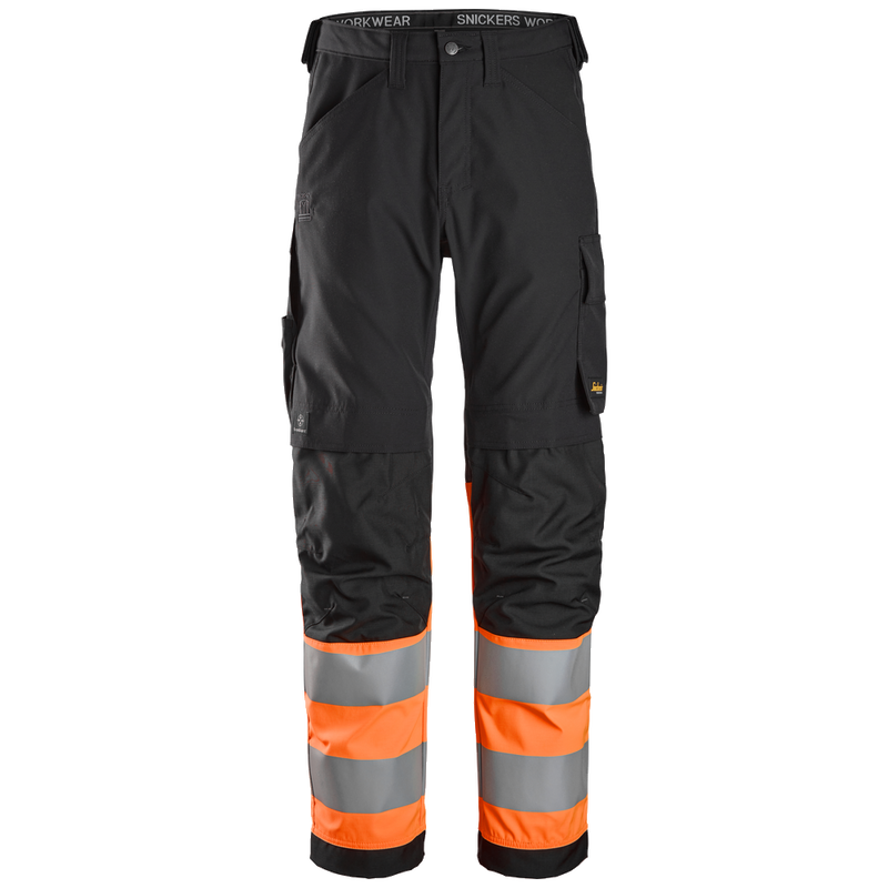 snickers-high-vis-werkbroek-cl1-6339-zwart-oranje