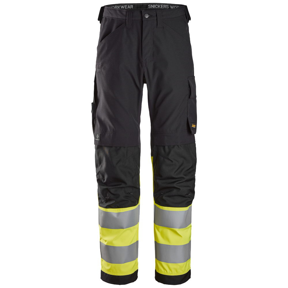 snickers-high-vis-werkbroek-cl1-6339-zwart-geel