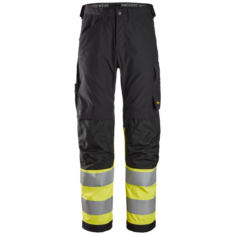 snickers-high-vis-werkbroek-cl1-6339-zwart-geel