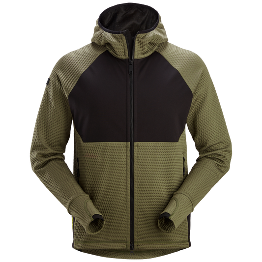 snickers-flexiwork-tussenlaag-hoodie-met-rits-khakigroen-zwart