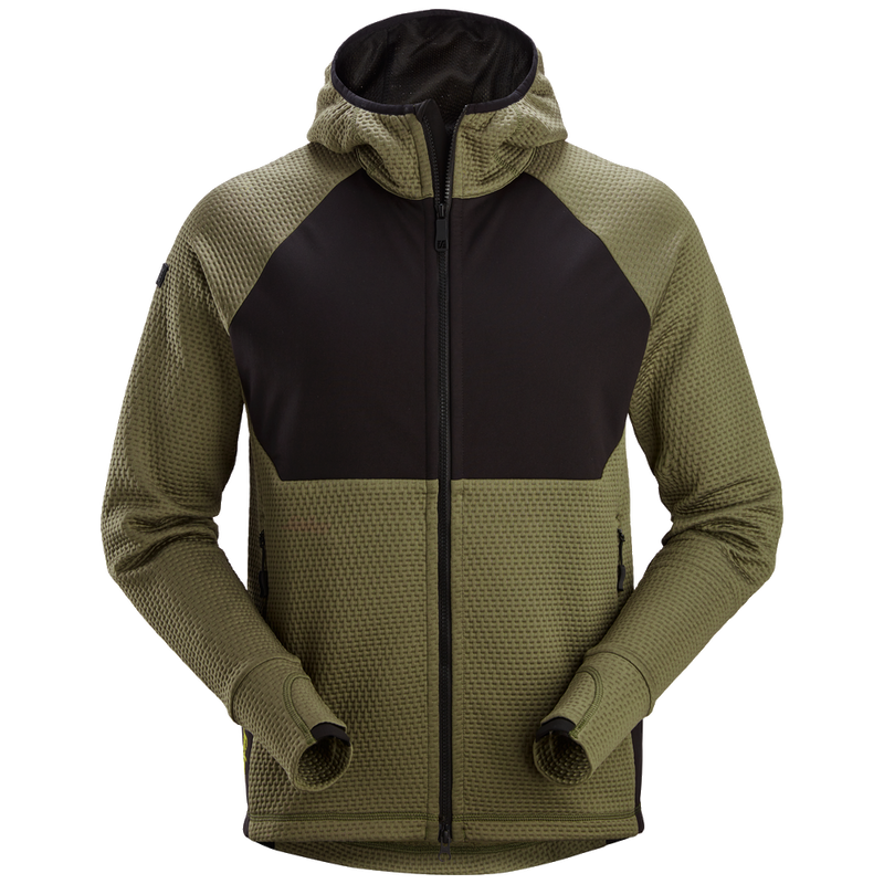 snickers-flexiwork-tussenlaag-hoodie-met-rits-khakigroen-zwart