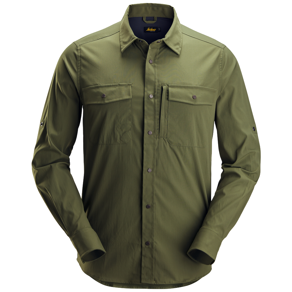 snickers-litework-werkhemd-lange-mouwen-khakigroen
