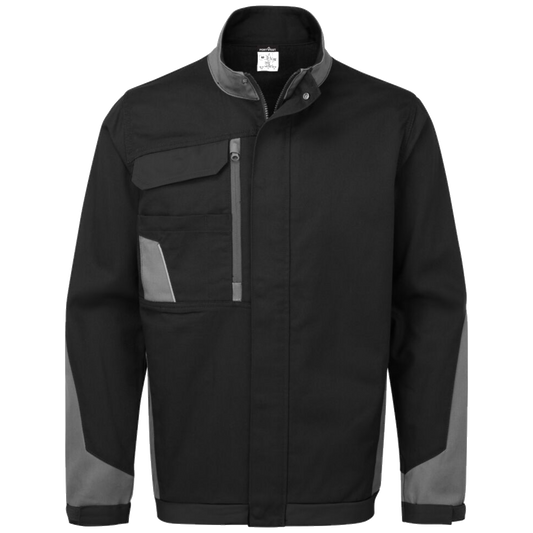 portwest-wx1-light-cotton-work-jacket-zwart-grijs
