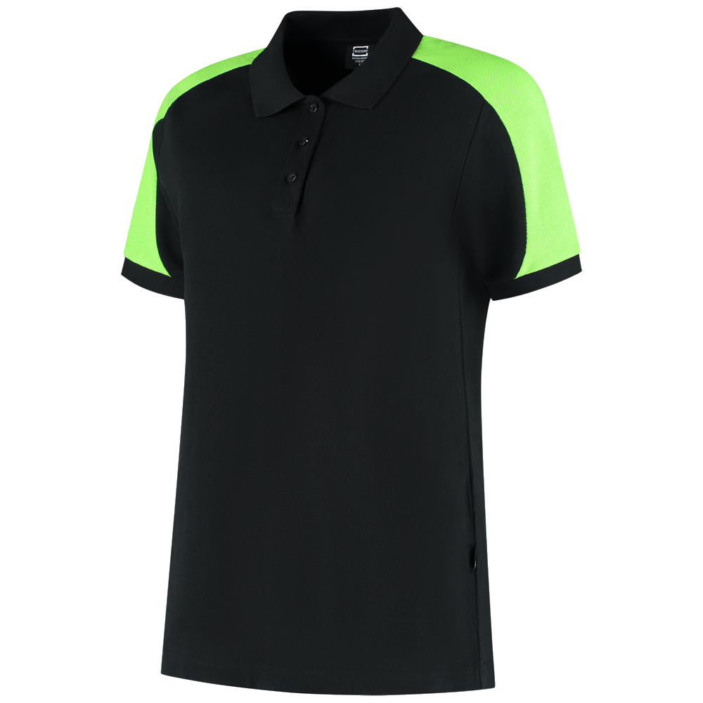 tricorp-redefined-poloshirt-bicolor-dames-206108-zwart-lime