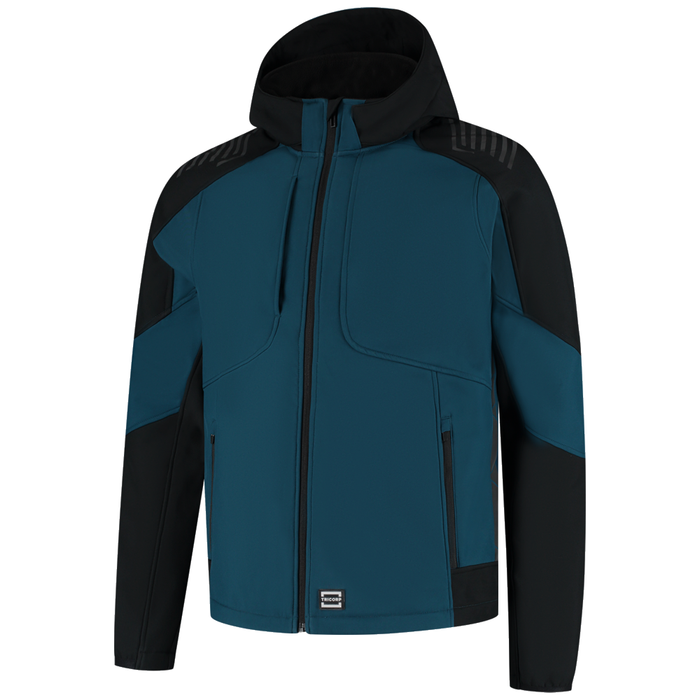 tricorp-redefined-softshell-capuchon-bicolor-406118-teal-zwart