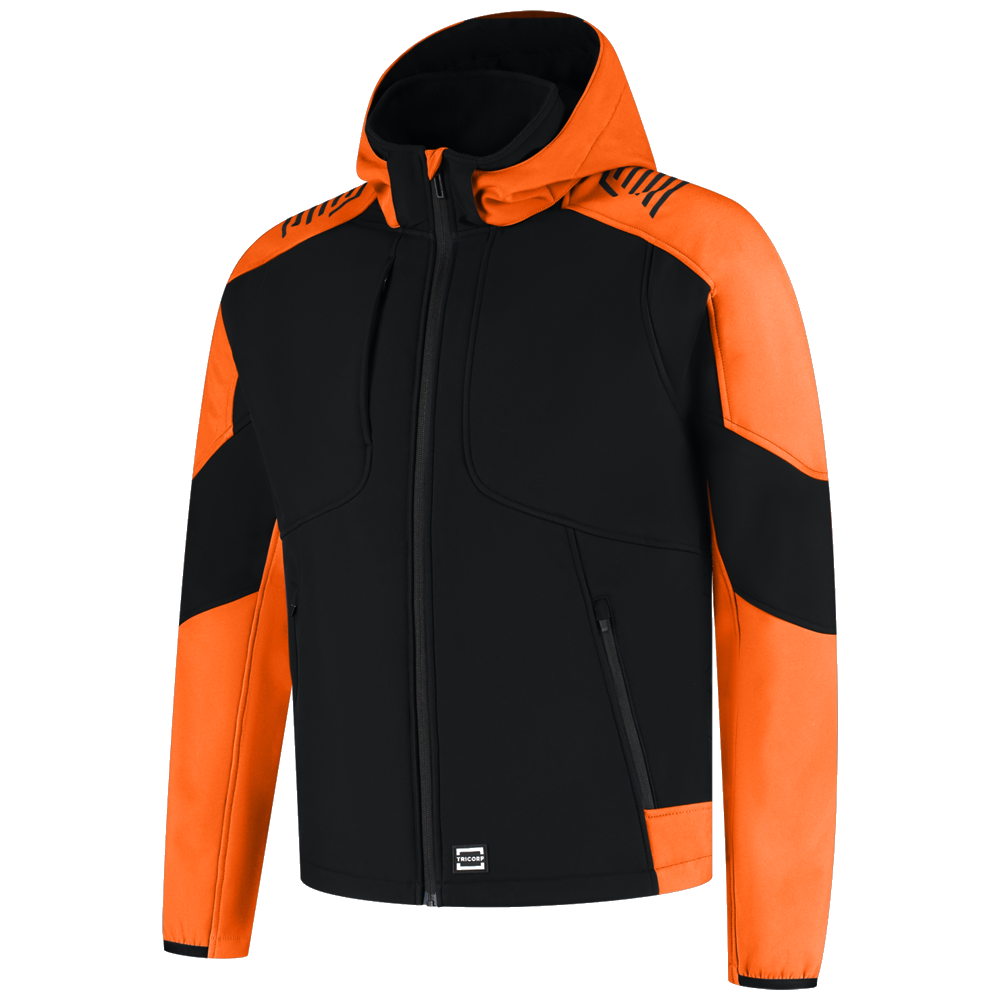 tricorp-redefined-softshell-capuchon-bicolor-406118-zwart-oranje
