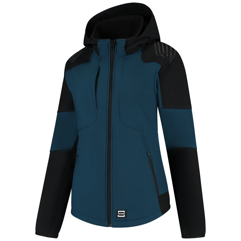 tricorp-redefined-softshell-capuchon-bicolor-dames-406119-teal-zwart