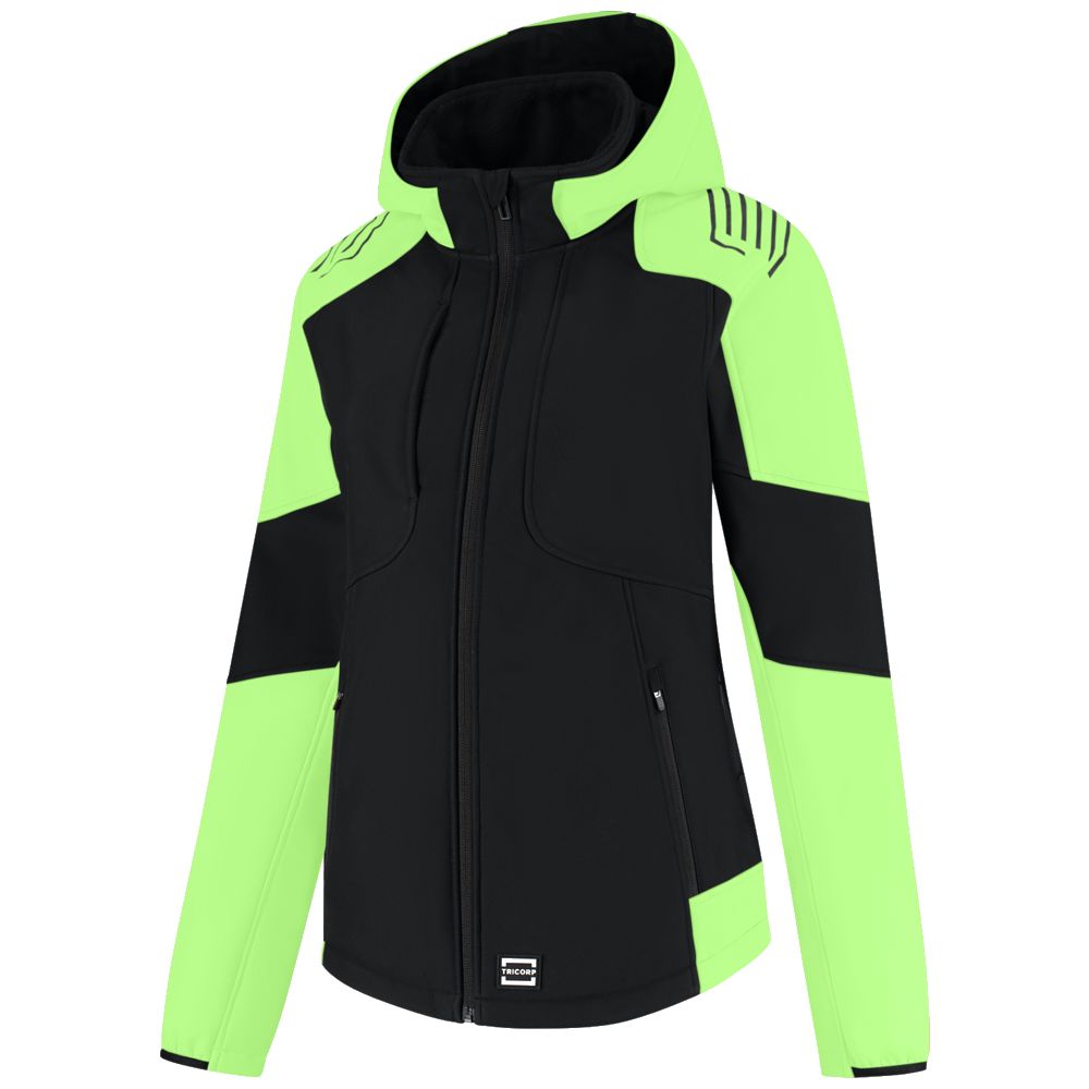 tricorp-redefined-softshell-capuchon-bicolor-dames-406119-zwart-lime