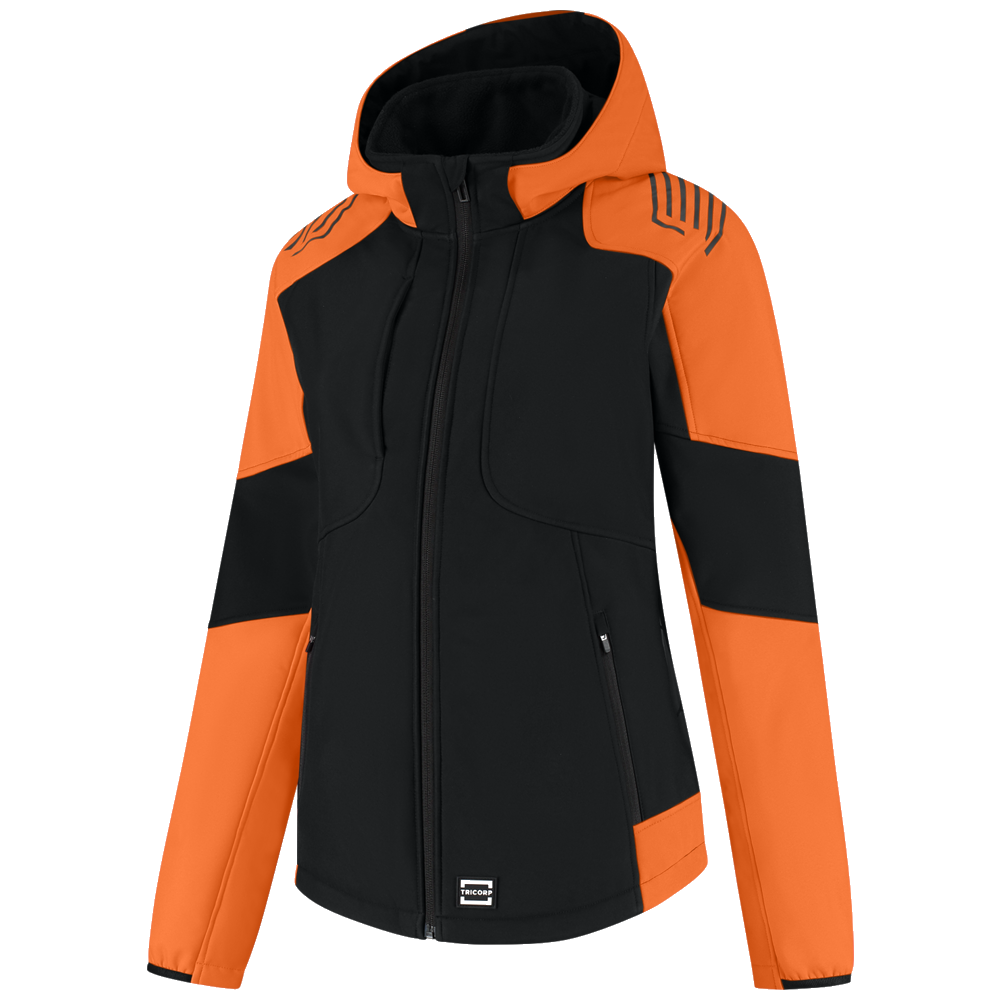 tricorp-redefined-softshell-capuchon-bicolor-dames-406119-zwart-oranje