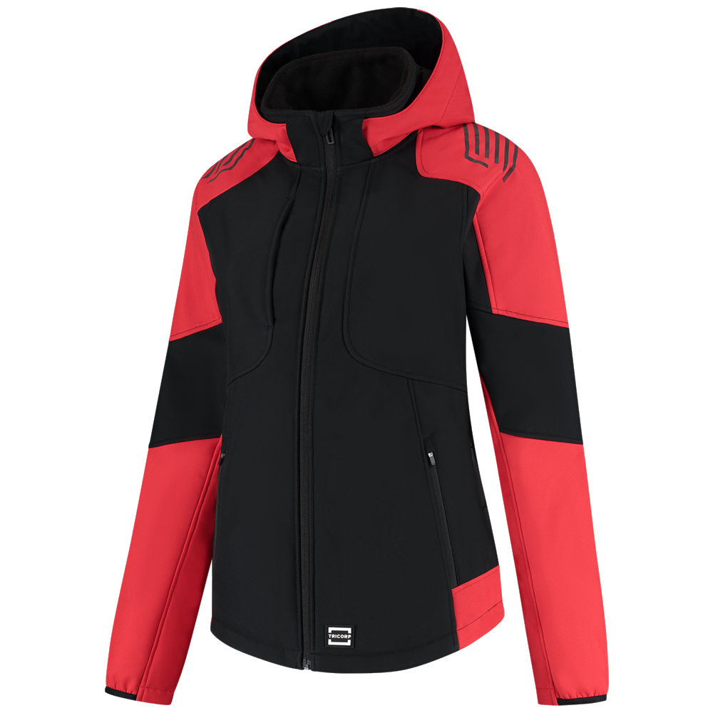 tricorp-redefined-softshell-capuchon-bicolor-dames-406119-zwart-rood