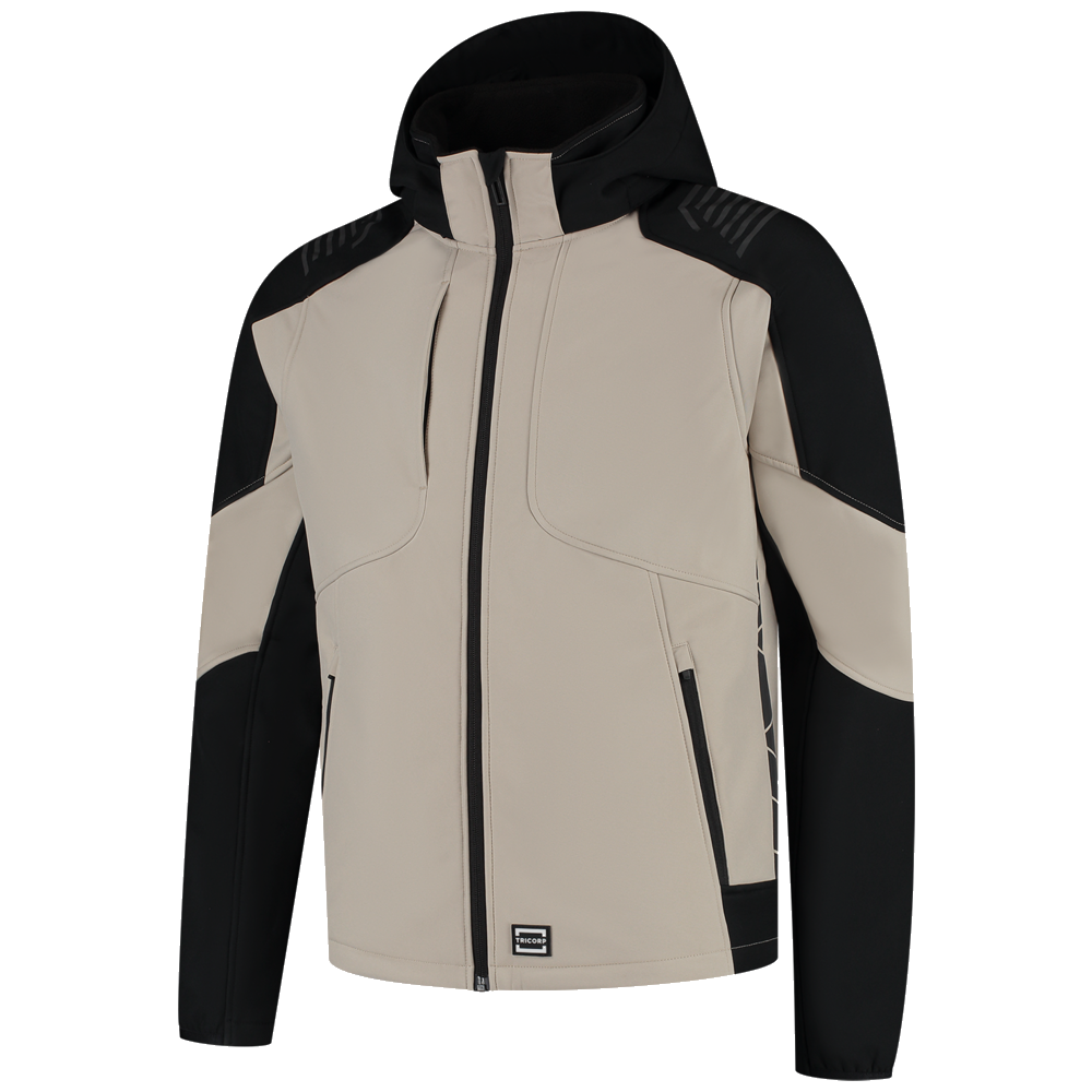tricorp-redefined-softshell-capuchon-bicolor-406118-zand-zwart