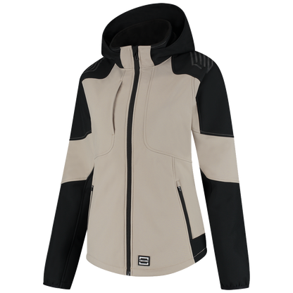tricorp-redefined-softshell-capuchon-bicolor-dames-406119-zand-zwart