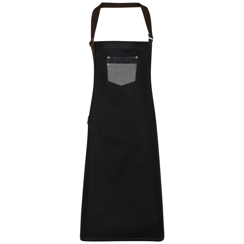 Premier DivisionWaxed look denim bib apron with faux leather PR136