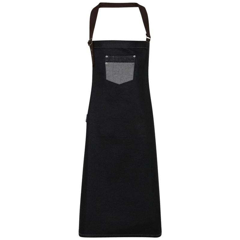 Premier DivisionWaxed look denim bib apron with faux leather PR136
